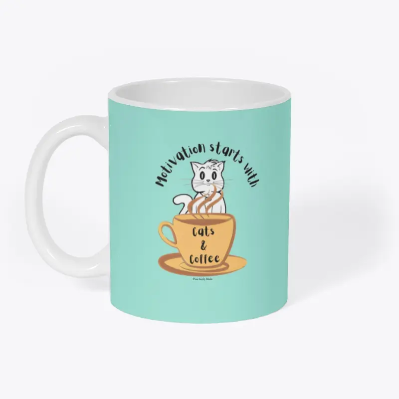 Motivation Starts w/Cats & Coffee - Mug